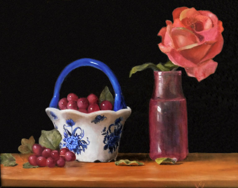 Grapes and a rose