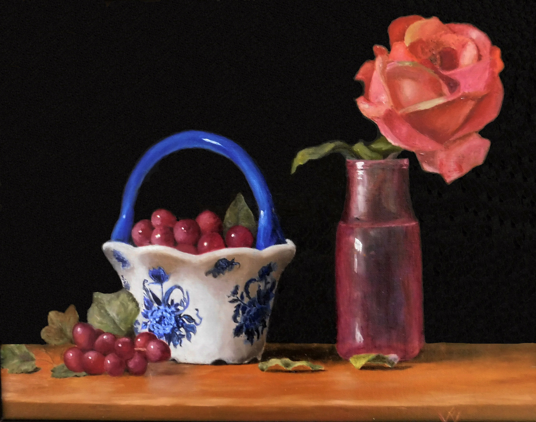 Grapes and a rose