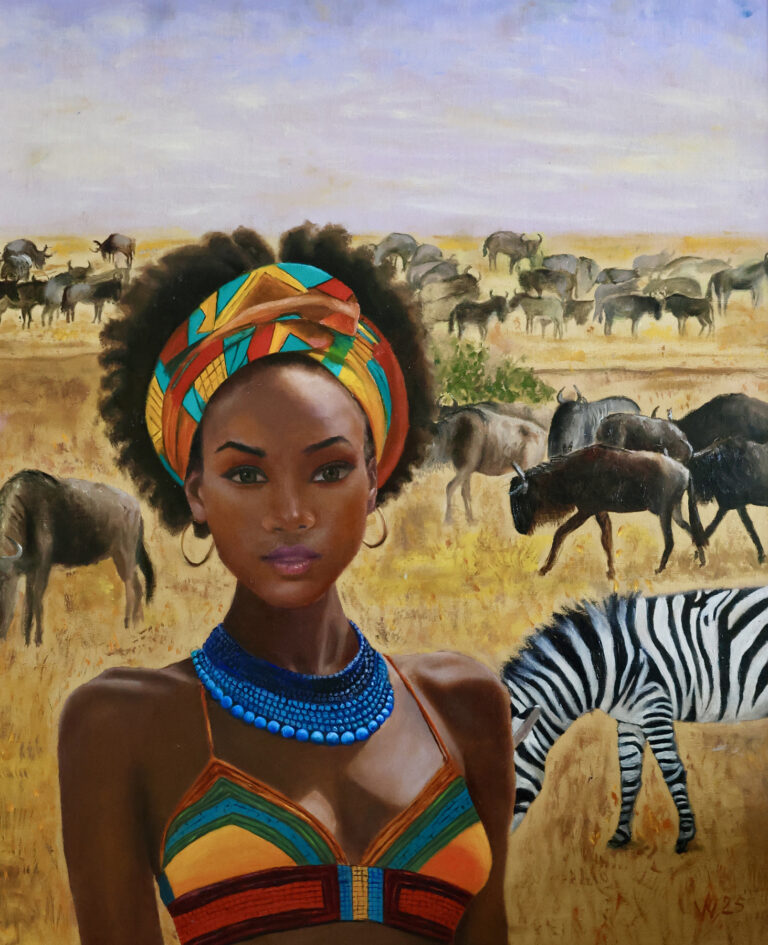 Oil painting based on safari trip to Tanzania